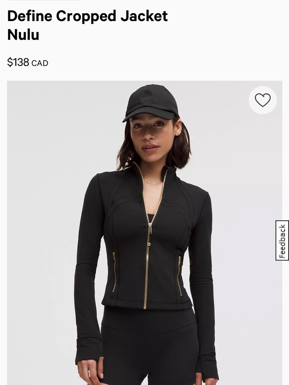 lululemon athletica Black Bomber Jacket with Gold Zippers